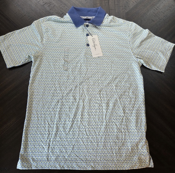 Walter Hagen Men's Clubhouse 19th Hole Polo Shirt Small White Lime Golf New - Picture 2 of 11